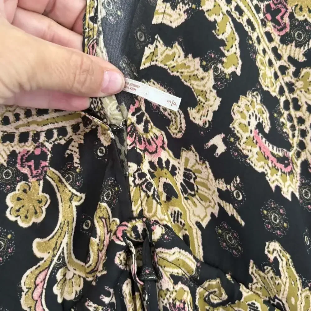 Free People Arzel Mini Dress Black Combo Paisley